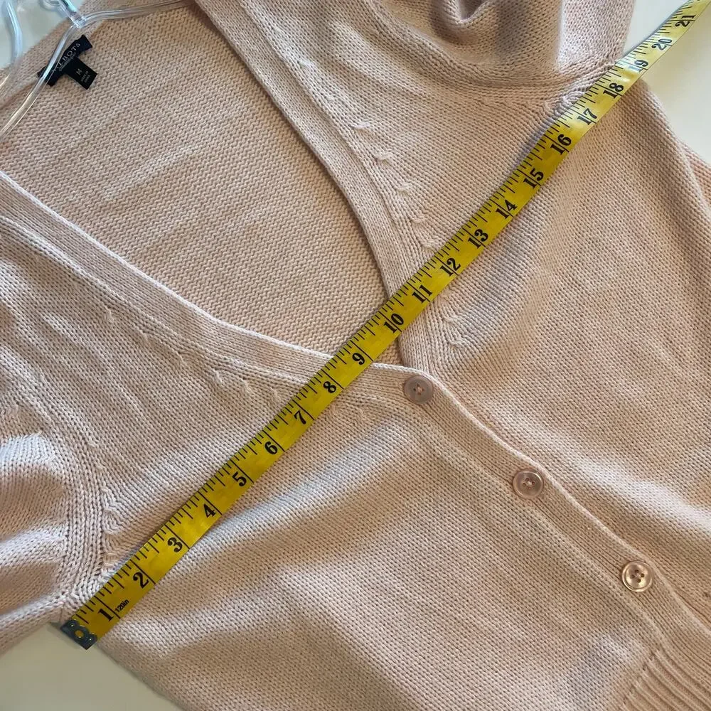 Talbots Pink Lambswool Cardigan Womens Medium V-Neck Soft Blush Button Sweater - Picture 7 of 9
